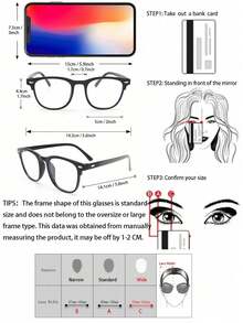 1pc Classic Elegant Modern Minimalist Style Women's Fashion Lightweight Rhinestone Transparent Glasses, Suitable For Watching TV, Playing Games, Mobile Phone Decoration - 黑框白平 - 查看 5