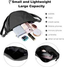 Nylon Crescent Crossbody Bag For Women Men Fanny Pack Small Travel Sling Bag - 黑色 - 查看 3