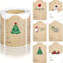 300pcs/Roll Christmas Labels, Santa Claus Stickers, Adhesive Labels, Christmas Birthday Holiday Gift Decoration - Multicolor - View 1