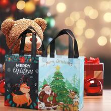 12pcs Medium Christmas Gift Bags 10.6''x7.8''x4'' With Handles, Reusable Non-Woven Fabric Christmas Shopping Bags, New Year Gift Bags, Holiday Party Supplies Decorations(1/6/12pcs)