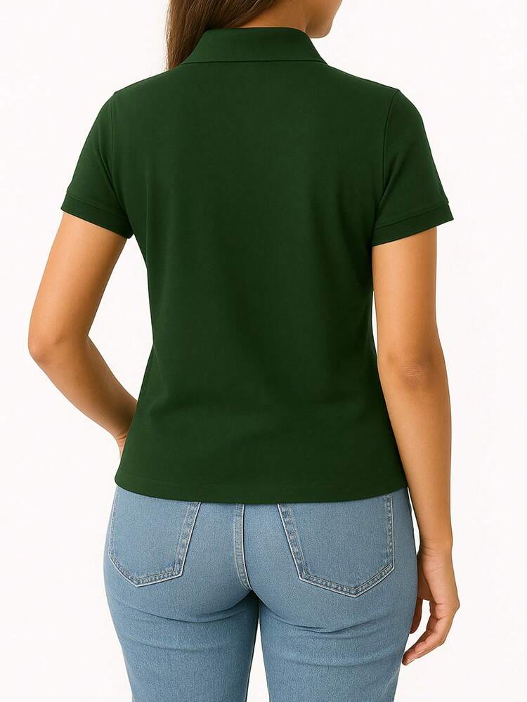 Baby Look Women's Premium Piquet Polo Collar - Màu xanh lá cây đậm - Xem 2