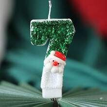 1 pieza/10 piezas Velas decorativas de Papá Noel verde con números del 0 al 9 para decorar pasteles, para fiestas de Navidad y cumpleaños, suministros de decoración de pasteles DIY, decoraciones navideñas, pijamas navideños, regalos de Navidad, decoración navideña