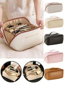 Multifunctional Travel Storage Bag, PU Leather Waterproof Cosmetic Bag, Large Capacity Double-Layer Cosmetic Bag, Cosmetics Organization And Storage, Cosmetics Storage Bag, Skin Care Bag, Large Capacity Toiletries Bag, Travel Home Cosmetic Bag Storage Bag, Cosmetics Storage Bag, Travel Accessories, Bag, Room Decor, Bag, Vanity, Make Up Bag, Organizer, Storage