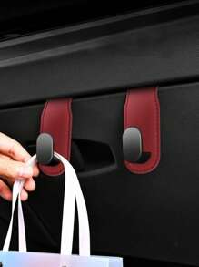 1pc Car Co-Pilot Glove Box Hook – Heavy-Duty PU Leather Organizer With Adjustable Strap & Secure Snap Closure, Hidden Adhesive Mount, Universal Fit For Cars, SUVs & Trucks – Easy To Organize Bags And Belongings While On The Go