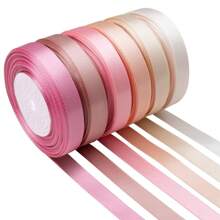 150 Meter 6 Pack grünes Satinband in verschiedenen Uni-Farben für Basteleien, Weihnachten, Geschenkverpackung, Hochzeit, Blumensträuße, Einladungen, Haarschleifen