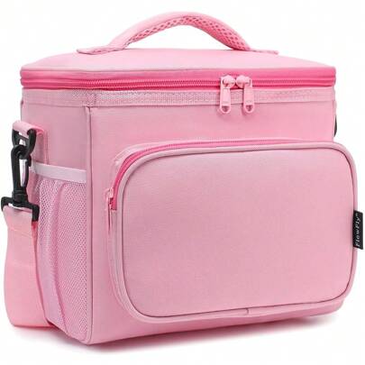 Insulated Reusable Lunch Bag Adult Large Lunch Box For Women And Men With Adjustable Shoulder Strap,Front Zipper Pocket And Dual Large Mesh Side Pockets,Leopard-523556