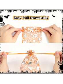25/50/100 Pcs/Set, Party Drawstring Gift Bags, Halloween Candy And Snack Bags, 4x6 Inch Drawstring Lace Gift Bags, Small Gift Bags, Party Favors (Pumpkin, Spiderweb, Skull, Bat), Event And Party Supplies, Party Favor Boxes And Bags, Party Favors, Candy Gift Net Drawstring Gift Bags, Suitable For Trick-Or-Treating, Weddings, Birthdays, And Holidays, Halloween Decorative Accessories, Holiday Themed Materials, Wedding Decorations - Multicolor - View 11