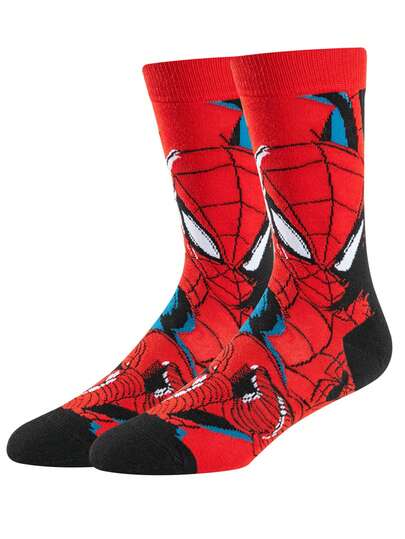 1/2/4 Pasang Kaos Kaki Pria Disney Halloween Natal Spider-Man Hadiah Kaos Kaki Setengah Betis Kaos Kaki Panjang Pria Kaos Kaki Lucu