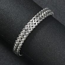 1pc Retro Thick Chain Neutral Design Keel Stainless Steel Woven Mesh Men's High-End Dracelet, Suitable For Hip-Hop Luxury Streamlined Men's Bracelet, Multifunctional Bracelet, Suitable For Daily Wear And Men's Valentine's Day Gift - 銀色 - 查看 3