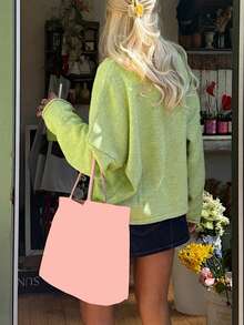 Women Y2k Crew Neck Cardigan Sweater Long Sleeve Button Down Solid Color Top Fall Casual Vintage Lightweight Knitwear - Màu xanh Bạc hà - Xem 5