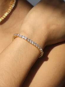 1pc 2-3mm Top-Quality Hip-Hop Style Four-Prong Moissanite Diamond Mesh Chain Bracelet (Extension Chain Design), 925 Sterling Silver Bracelet, Sparkling And Luxurious, Exquisite And Delicate Jewelry Fashion Gift, Specially Designed For Women.