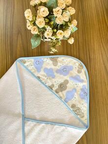 Hooded Polyester Baby Bath Towel Without Lining - Blue Cloud - View 2
