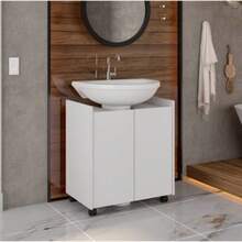 Eccos Bathroom Cabinet With Pedestal Sink - White - View 1