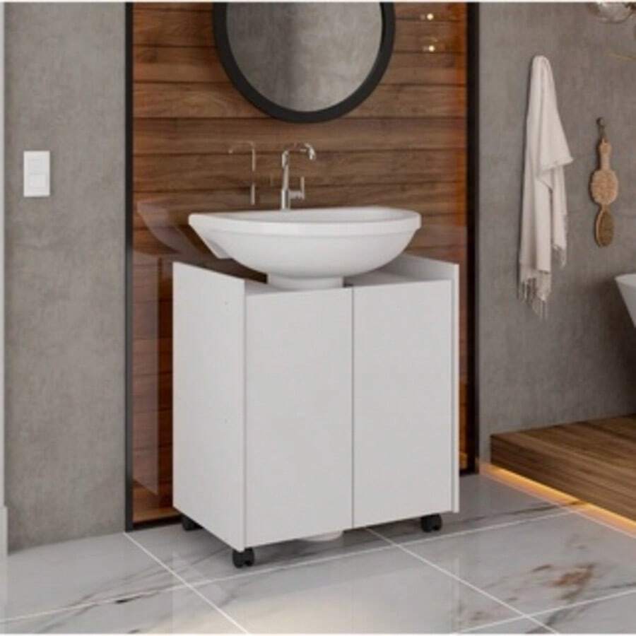 Eccos Bathroom Cabinet With Pedestal Sink - White - View 1
