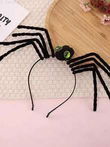 1pc Green Big Eye Spider Headband, Funny Plush Hairband For Girls, Cosplay Accessory Suitable For Halloween Party, Headpiece, Hair Band, Makeup, Hair Hoop, Hair Accessories, Winter Fall Autumn Accessories, Home Beauty Women Accessory Gifts ,Halloween Costumes Holiday Essential
