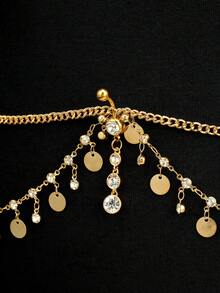 14K Gold Plated Adjustable Waterproof Body Chain, Sexy Bikini Waist Beads, Women's Satellite Bead Diamond Pearl Coin Body Chain Jewelry - Gold - View 5