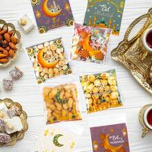 PCS Halloween Treat Ziplock Bags(4x4 Inch) Self-Sealing Candy Cookie Goodie Goody Small Wrap Bags Halloween Party Favors Supplies Decorations Spider Web Bat Pumpkin Pouches Table Decor - 100個開齋節袋子 - 查看 7