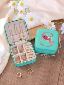 1 件花卉首字母首饰盒、A-Z PU 皮革白色便携式旅行首饰盒、蓝色首饰收纳盒、黑色迷你便携式拉链首饰盒、项链、戒指吊坠、手链、耳环收纳盒、首饰包装盒，适用于母亲的礼物、结婚礼物、伴娘礼物、周年纪念礼物、圣诞礼物和女朋友的精品礼物。 - 彩色 - 查看 31