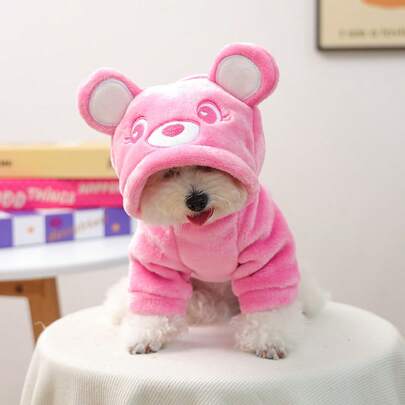 1 pieza Ropa para mascotas, Lindo disfraz de oso arcoíris para perros y gatos pequeños, cálido y cómodo para otoño/invierno