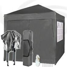 MCC Direct Pop-Up Gazebo 2m X 2m With Sides Silver Protective Layer Waterproof Marquee Canopy WS - Grey - View 7