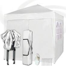 MCC Direct Pop-Up Gazebo 2m X 2m With Sides Silver Protective Layer Waterproof Marquee Canopy WS - White - View 6