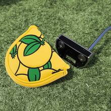 1 Pc Orange-Style Golf Putter Cover, Golf Club Head Cover, Golf Accessories Made Of PU Material, Waterproof And Wear-Resistant - Yellow - View 4