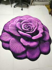 1 件紫色 3D 花卉地毯、沙发卧室客厅地毯、床边地毯、可洗地毯，挂在墙上也很好看，营造浪漫舒适的氛围；客厅地毯：房间装饰、万圣节派对装饰、万圣节礼物；可洗、现代风格地毯、办公室使用、图案鲜艳、奢华柔软