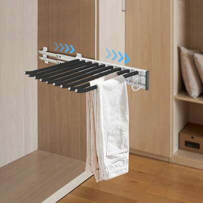 Porte-pantalons latéral, bretelles coulissantes, suspension gauche/droite, 9 barres, capacité de charge 16 kg, pour fixation murale ou dans une penderie