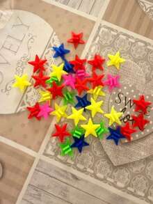 30/60 Stück bunte Fahrrad Speichen Perlen Plastikclips, universelle Fahrrad Rad Dekorationen, passend für die meisten Standard Fahrrad Speichen - Sternform, Farbverlauf - Verschiedenfarbig - Übersicht 9