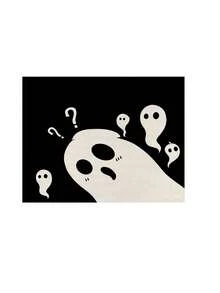 1pc/4pcs/6pcs/48pcs Halloween Ghost Pattern Placemats, Seasonal Halloween Placemats, Modern Style Linen-Like Material, Indoor Outdoor Halloween Party Decor, Halloween Home Decoration, Suitable For Kitchen Decor And Halloween Event Decoration