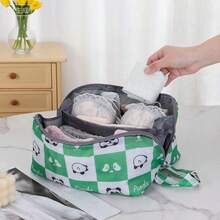 1 قطعة/2 قطعة حقيبة تنظيم الملابس الداخلية بطبعة الباندا الجميلة، سعة كبيرة متعددة الجيوب لتخزين الأغراض في المنزل والسفر، قابلة للطي وللحمل