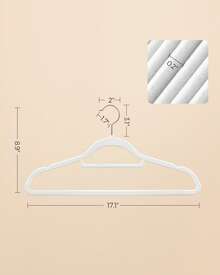 天鹅绒衣架，50 个衣架套装，带黑色旋转挂钩，防滑，17.1 英寸长，适用于外套、衬衫、连衣裙、裤子、领带，云白色标准衣架返校旅行必需品房间装饰、家居装饰、卧室装饰存储组织和存储小狗保持短裤手机壳比基尼女士夏装裙子夏装连衣裙指甲牛仔裤上衣白色连衣裙女士连衣裙 - 白色 - 查看 7
