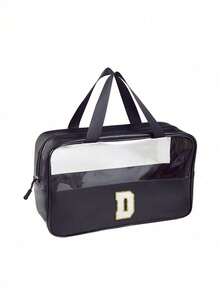 透明PVC洗漱包，字母化妆包，防水旅行洗漱包，字母拉链防水化妆品收纳包，化妆品整理包，便携式旅行化妆包，带便捷提手，适用于旅行洗漱用品、旅行必备品、邮轮必备品、旅行配件、浴室收纳、珠宝收纳、唇膏收纳、指甲油收纳，复活节礼物、伴娘礼物、母亲节礼物、女士洗漱包，大容量女士浴室洗漱包