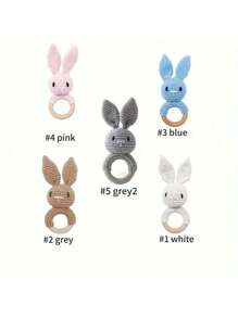 1pc Hand Knitted Rabbit Rattle - Soft Plush Rabbit Ring Toy, Multi-Color Rabbit Baby/Infant Rattle Toy, Baby Sleep Aid Tool, Concentration Training, Easy To Grab Suitable For Infants And Toddlers, Mixed Textile, Promotes Visual And Auditory Development, And Trains Their Grasping Of Baby Toys, Attracts Baby's Attention, Soothing Ringing Sound, Suitable For Nursery Decor, Cognitive Development, Suitable For Easter, Christmas, Birthday And Newborn Gifts, Easter Gift