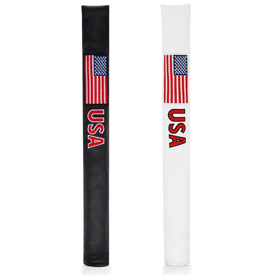 Classic American Style, Usa Design Golf Pointer Cap, Direction Indicator Cap, PU Leather Positioning Rod, Practice Baseball Club Protective Cap - White - View 1