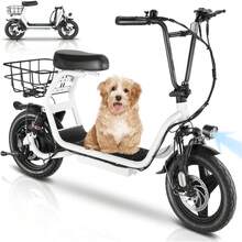 tooluck Peak 1200W Electric Scooter With Seat Max 30Miles Range&20MPH 14" Tires Foldable Adult Electric Scooter With Basket For Pets & Cargo Dual Shock Absorbing E- Scooter For Commuting,White - White - View 4
