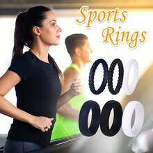 6 Pack Womens Mixed 3mm&5.6mm Width Band Silicone Engagement Ring Wedding Rubber Bands Flexible For Workout Gym Sports - 黑色+深藍+白色 - 查看 4