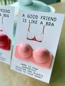 1/2/10pcs Encouragement & Motivation Card: A Good Friend Is Like A Bra - Perfect For New Year, Carnival, Thanksgiving, Graduation, Christmas, Halloween And Any Occasion - Resin Embrace Card - Multicolor - View 8