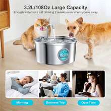 3.2升不锈钢猫咪饮水器，配备6个滤芯和3块海绵，自动静音，保持水质清洁 - 彩色 - 查看 7