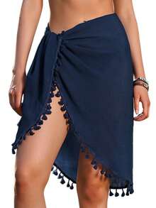 Sarong Wraps For Women Swimsuit Coverups Beach Bathing Suit Cover Up Tassels Bikini Short Wrap Skirts For Swimwear For Dress
