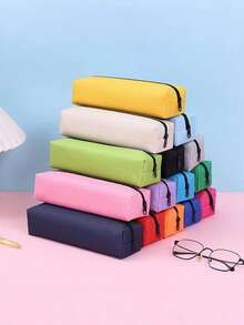 多功能、时尚、简约大容量铅笔盒，适合男孩和女孩，耐用铅笔盒，学生方形铅笔盒，文具盒，便携式文具收纳，耐用材质 - 彩色 - 查看 1