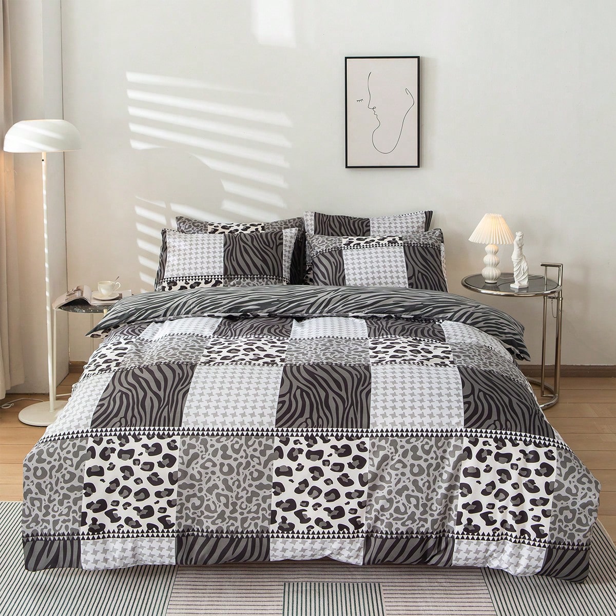 Juego de ropa de cama de 3 piezas con diseño de corazones (1 funda nórdica y 2 fundas de almohada), suave y agradable para la piel, apto para todas