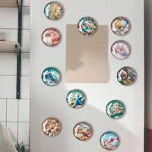 5入組隨機風格玻璃磁鐵，3.3cm水晶玻璃磁鐵附有啟發性詞語，家用辦公室裝飾用白板磁鐵，假日禮物 - 彩色 - 查看 9