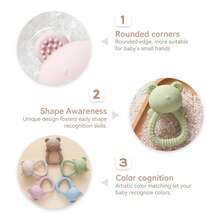 Soft Silicone Rattle Toy, Shockproof, Washable, Easy Grip, Chew Toy, Baby Teether, Sensory Stimulation, Concentration Training, Newborn/Birthday Gift - Multicolor - View 4