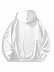 White Hoodie, 1 Pcs Autumn And Winter  Solid Basic Hoodie, Suitable For Everyday Casual Wear - trắng - Xem 3