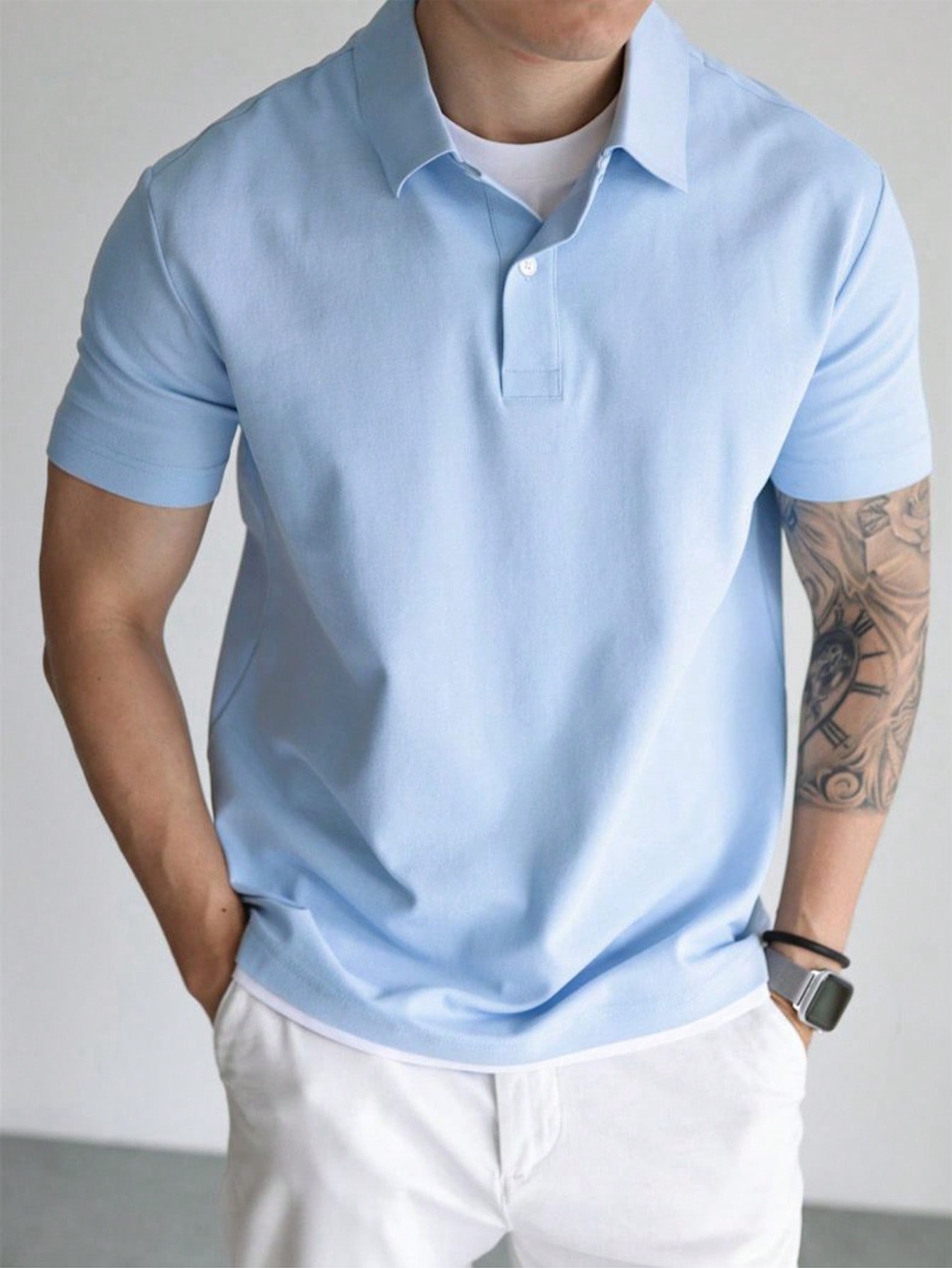 Camiseta Polo Masculina Básica Gola Clássica e Manga Curta Confortável Respirável Slim Premium Algodão Casual Primavera