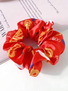 6pcs Minimalist Fashion Personalized Funny Halloween Atmosphere Satin Fabric Pumpkin, Skull, Spider, Ghost High Elastic High Ponytail Hair Scrunchies For Women, Suitable For Halloween Wear, Washing Face, Hair Accessories, Hair Ties, Scrunchy Hair Ties, Sport ,Head Piece