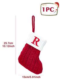 1Pc Knitted Letter Christmas Socks, Christmas Alphabet Knit Stockings, Mini Christmas Socks With Embroidered Letters, Merry Christmas Decorative Socks, Xmas Decor, Christmas Decorations For Home, Christmas Ornaments, Christmas Tree Decorations, Christmas Theme Dress Up Home Decor Christmas Decorations Room Decor Winter Christmas Decorations Home Christmas Gifts