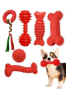Set de 4 juguetes para masticar de diferentes formas para perros, adecuados para cachorros, lindos juguetes rosas para perros pequeños, juguetes para la dentición de cachorros, suaves y duraderos juguetes interactivos para masticar, para razas pequeñas