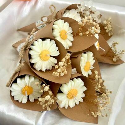 1/5 Confezione da 19 cm profumo di candele alla margherita in cera di soia, bomboniera romantica per matrimonio, candele profumate floreali, adatte per addio al nubilato, anniversario e altre occasioni